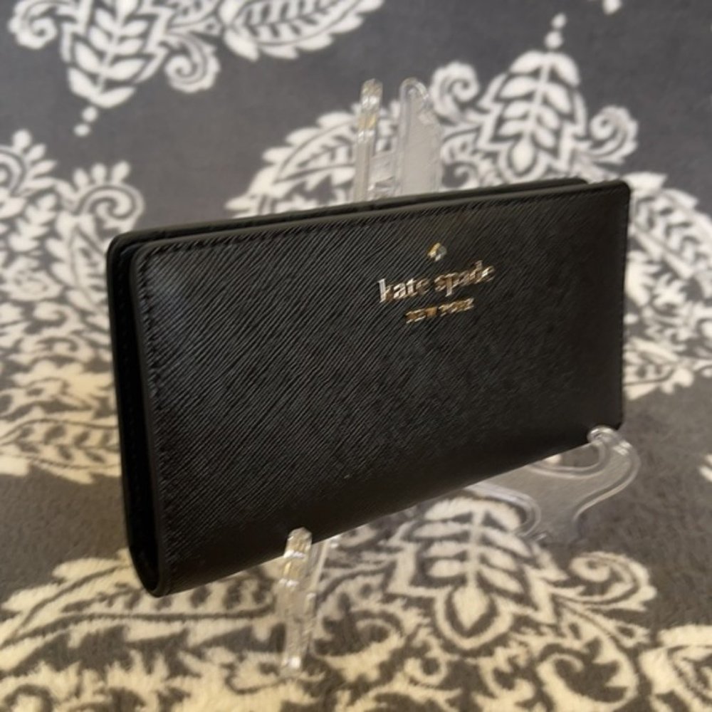 Kate Spade Staci Large Slim Bifold Wallet Black - Picture 8 of 16